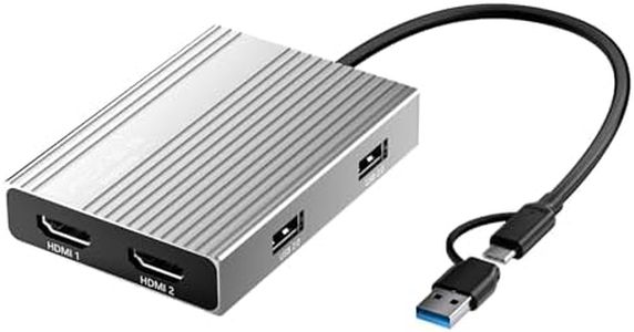 ACASIS USB C to Dual HDMI DisplayLink Adapter, 4K@60Hz, 2 HDMI & 3 USB-A Ports, 100W PD Charging, USB C DisplayLink Docking Station for Mac M1/M2/M3/Windows, USB A/C to Dual Monitor Adapter, Silver