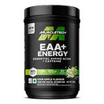 MuscleTech Eaa + Energy | Essential Amino Acids + 100Mg Caffeine | Replenish Electrolytes | Ultimate Recovery 7.4 G Eaa | 4.5G Bcaa | 3G Leucine | 30 Servings | Sour Apple, Powder