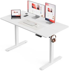 BilySen Electric Standing Desk, Height Adjustable Sit Stand Desk with Hooks for Home Office, Metal Frame Stand up Desk with Powerful Motor, Ergonomic Computer Desk for Home Office 120×60CM(White)