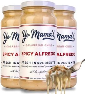 Yo Mama’s Foods Gourmet Keto Spicy Alfredo Pasta Sauce | (3) 16 Ounce Glass Bottles | Our Spicy Sauce is Low Carb, Paleo, Gluten Free, Low Calorie and is Made with only the Freshest Ingredients!