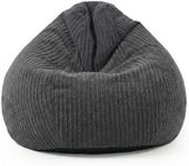 rucomfy Beanbags Slouchbag Large Corduroy Bean Bag Chair - Adult Bean Bag with Filling - Home Furniture Seating for Living Room or Bedroom - Machine Washable - 80 x 110cm (Slate Grey, Beanbag)