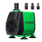 VIVOSUN 800GPH Submersible Pump(3000L/H, 24W), Ultra Quiet Water Pump with 10ft High Lift, Fountain Pump with 5ft Power Cord, 3 Nozzles for Fish Tank, Pond, Aquarium, Statuary, Hydroponics