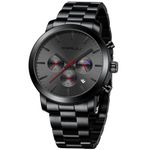 CRRJU Watches for Men Luxury Business Stainless Steel Waterproof Calendar Chronograph Analog Quartz Wristwatches, Y black red, Classic