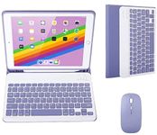 Color Keyboard for iPad Mini 6th Generation Keyboard Case with Mouse Cute Detachable Removable Wireless Bluetooth Keyboard Cover for iPad Mini 6 2021 (Purple)