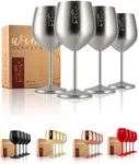 Gusto Nostro Stainless Steel Wine Glass - 18 oz - Cute, Unbreakable Wine Glasses for Travel, Camping and Pool - Fancy, Unique and Cool Portable Metal Wine Glass for Outdoor Events, Picnics (Set of 4)