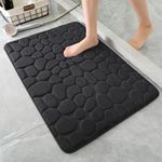 YIHOUSE Memory Foam Bath Mat Cobblestone Bathroom Rug Non Slip Washable Bathroom Mats Super Absorbent Bathroom Floor Mats(20" x 32",Black)