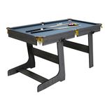 BodyTrain 5ft Folding Pool Table - All Accessories Inclueded (Wood Grain Cabinet Dark Grey Cloth)
