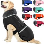 QBLEEV Warm Dog Coat Reflective Dog Jacket, Waterproof Dog Winter Coat Turtleneck Dog Clothes for Cold Weather, Thick Fleece Lined Dog Outfit Pet Vest Apparel Snowsuit for Small Medium Large Dogs