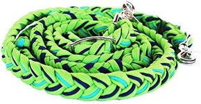 PRORIDER Horse Roping Knotted Tack Western Barrel Reins Nylon Braided Lime Turq 607235