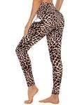 CAMPSNAIL Leggings for Women with Side Pockets High Waisted Gym Yoga Sports Running Stretchy Leggings Soft Opaque Tummy Control Workout Pants Ladies (UK 4-10,Leopards-M)