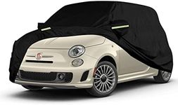Waterproof Car Cover Compatible with Fiat 500/500C/500E/Abarth 500 2007-2022, 4 Layers All Weather Custom-fit Car Cover with Zipper Door & Windproof Strap for Snow Rain Dust Hail Protection