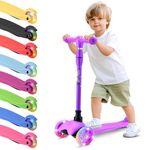 Hurtle 3 Wheel Toddler Scooter - Three Adjustable Heights, Wide Anti-Slip Deck, Kick Scooter for Kids Ages 2-5 w/Fun Light Up Wheels for Girls & Boys