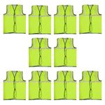 Foot Trends Safety Jacket Reflective High Visibility use For Airport, Construction, Emergency, Landscaping, Paving, Police, Sanitation, Security Guard, Engineering jacket (Free Size, Parrot Green, 10)