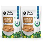DiabeSmart Sugar Free Almond Cookies (200g x 2), Sugar Free Biscuits, Low GI No Maida Digestive Biscuits with Ayurvedic Ingredients, Zero Sugar Diabetic Cookies, Baked Healthy Diabetic Snacks