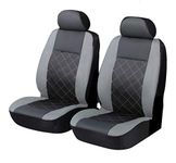 Carseatcover-UK Front Pair of GREY/BLACK KNIGHTSBRIDGE LEATHER LOOK Car Seat Covers