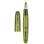 Jinhao 9019 Fountain Pen, Dadao Series #8 Heartbeat Medium Nib, Green Transparent Acrylic Barrel with Golden Clip Big Size Writing Pen