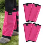 Harrison Howard Loose Fitting Fly Boots UV-Protective Extra Tough Mesh Ventilated Four Fasteners Stay-on Design Protect Horse Legs & Stomp-Reducing Set of 4 Magenta Large