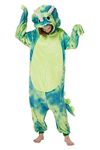 Loiahoer Unisex Tie-dye Triceratops Dragon Onesie Costume Pajamas Tie-dye,Halloween Cosplay Costume,Christmas Pajamas Hooded Zipper for Family,Cosplay Suit for Adults,Green,XXL