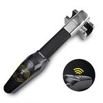 Amorin Steering Wheel Lock with Alarm and Light, Car Security Products Anti-Theft Device, Heavy Duty Car Theft Prevention Lock Bar for Car SUV Black + Silver