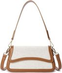 Telena Shoulder Bag for Women Vegen Leather Crossbody bag Shoulder Purse Cross body Bag Waterproof Handbags with 2 Removable Straps Beige with Brown