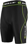 Skills Compression Shorts for Men Increases Power and Reduces Muscle Fatigue - Sports Performance Underwear Premium Quality Lycra Running Shorts (as1, Alpha, s, Regular, Regular, Black/Green)