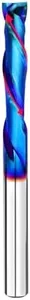 BGTEC Compression Cut Spiral Router Bits 1/4 inch Shank Solid Carbide Nano Blue Coated End Mill Router Bit for Wood Carving Engraving Grinding Grooving