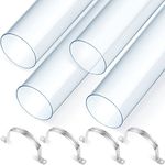 Sasylvia Dust Collection Clear PVC Pipe 4 x 36 Inches Long Rigid Clear Tube with Rigid Pipe Strap Clamp Heavy Duty Unbreakable Plastic Pipe Stainless Steel U Bracket for Dust Collection(4)