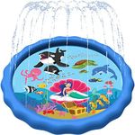 SplashEZ 89’’ Extra Large Splash Pad for Kids & Dogs Great Outdoor Toys for Toddlers 1-3 & Kids Ages 4-8, Baby Pool for Backyard Sprinkler for Kids, Pool Plastic Dog Water Summer Toys