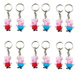 ARTLABEL Pack of 12 Cute Cartoon Keyring KeyChains For Boys Girls & Kids Best Birthday Return Gifts For Children (Cute Pig )