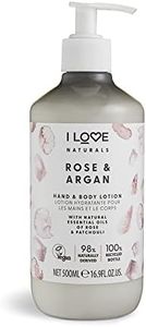 I Love Naturals Rose & Argan Hand & Body Lotion, Essential Oils Of Rose & Patchouli, Crafted With Ingredients Such as Shea Butter, 100% Recycled Bottle & Vegan-Friendly - 500ml