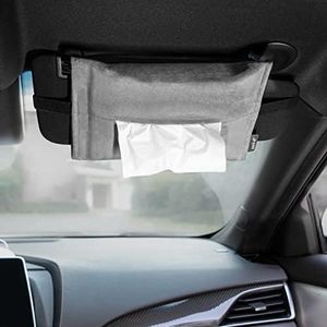 pack all Car Tissue Holder, Premium Suede Sun Visor Napkin Holder for Car, Universal Mask Holder Dispenser, Wipes Case for Car Backseat, Car Tissue Box for Vehicle Accessories, Grey