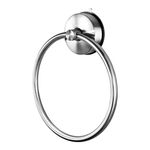 YOHOM SUS 304 Stainless Steel Vacuum Suction Cup Round Towel Ring Holder for Bathroom & Kitchen Storage, Modern Shower Dish Towel Ring Hanger-No Tools Required, Brushed Finish