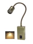 Mufasa 3 Watts Antique Brass Finish LED Bedside Wall Light Surface Mounted Spotlight Reading Light Night Lamp Long Arm 28Cm Gooseneck (Pack of 1) (Warm White)