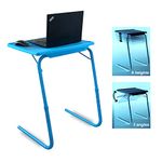 TABLE MAGIC - Laptop Table mat Finish, Lapdesk, Utility Table, Height Adjustable Table, Work at Home Table, Study Table, Kids Study Table (TM Regular- AQ Blue, Large) Alloy Steel