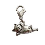 3 Pcs Cat Charms with Lobster Clasp for Bracelets, Very Small, Key Chain or Purse Decoration, Cute Jewelry Accessories