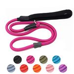 Strong Slip Lead Dog Leash, Heavy Duty Nylon Dog Training Leash, Durable Dog Rope Lead No Pull Walking Leash with Rubber Stopper & Padded Handle for Small Medium Large Puppy Dogs 1.8m Hot Pink