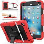 SEYMAC Stock Case for iPad Mini 5/4 with Screen Protector Pencil Holder [360 Rotating Hand Strap] & Stand, Drop-Proof Case for iPad Mini 5th/4th Generation 7.9 inch (usDeepRed)