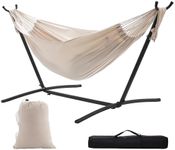 HBlife Hammock with Stand, 2 Person Heavy Duty Hammocks for Outside Max 450 LBS Comfortable Free Standing Hammock for Outdoor and Indoor