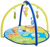 Amazon Brand - Supples Baby Play Gym Activity Mat | with Hanging Toys for Newborns | Non-Toxic Material Fabric | Foam-Covered Steel Frame | Thick Cushion | Babies 2+ Months | Zoo Theme | Multicolour
