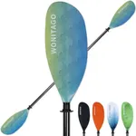WONITAGO Kayak Paddle Carbon Fiber Shaft and Reinforced Nylon Blade, Adjustable Kayaking Oars, 3 Piece, 230-250 cm/90-98 Inches, Wave Green