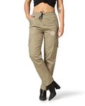 TOPLOT Cotton Multi-Pocket Cargo Pant for Women (Women-Up-Cargo-5178-Gold-30) Brown