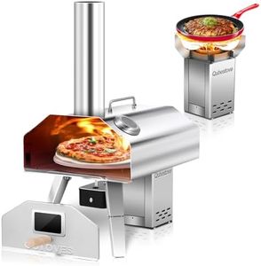 Q-Stoves 2-in-1 Outdoor Pizza Oven, 12" Wood Pellet Pizza Oven with AUTO ROTATING Pizza Stone, Portable, Removable Top as Torch Heater or Stove