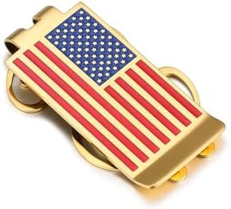 Bandmax American Flag Cash Clip Stainless Steel Black Dollar Cash Clip for Men Minimalist Slim Wallet Gift for Father Husband Patriotic Accessories