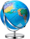 12" World Globe with Stand, 720° Swivels in All Directions, Stainless Steel Stand, Geographic/Decorative Desktop Decoration World Globe Map with Clear Text for Home, School, Office