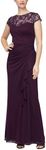 Alex Evenings Women's Long Length A-line Sweetheart Neck Gown with Cap Sleeves, Mother of The Bride Dress, Eggplant Cap Embroidery, 8