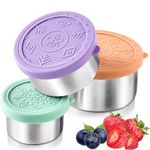 Everusely Small Stainless Steel Food Containers with Lids, Set of 3 (13oz, 6oz, 3oz), Kids Leakproof Lunch Containers for School, Stackable Snack Containers, Food Storage, Fits Bento Box & Lunch Box