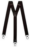 Olata Heavy Duty Y-Shape Braces/Suspenders, Black with Coloured Leather and Black Carabiners - 4cm. Black