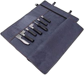 Chef's Knife Roll Bag, Waxed Canvas Knife Cultery Carrier, Portable Chef Knife Cases, Knife Pouch Holders with 10 Slots Plus 1 Zipper Pockets Can Hold Home Kitchen Knife Tools Up to 18.8" (Blue)