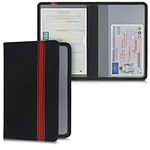 kwmobile Registration and Insurance Holder - Car Document Holder for Vehicle Documents and Cards - PU Leather with Design - Red/Black