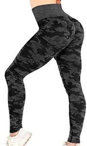 Women’s High Waist Seamless Leggings Ankle Yoga Pants Squat Proof Workout Tight, Dark Black, Large